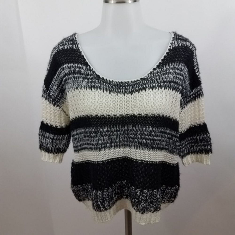 Miss me sweater short sleeve black gold metallic S short sleeve crop oversized